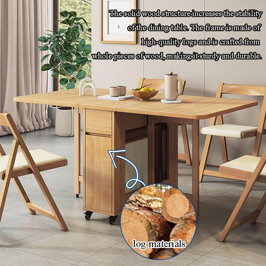 Zusammenklappbares Esstisch-Set, ausziehbarer Esstisch aus Holz mit Stauraum und Rollen, platzsparend, multifunktional, faltbar, Küchentische für kompakte Wohnung, Zuhause, Esszimmer
