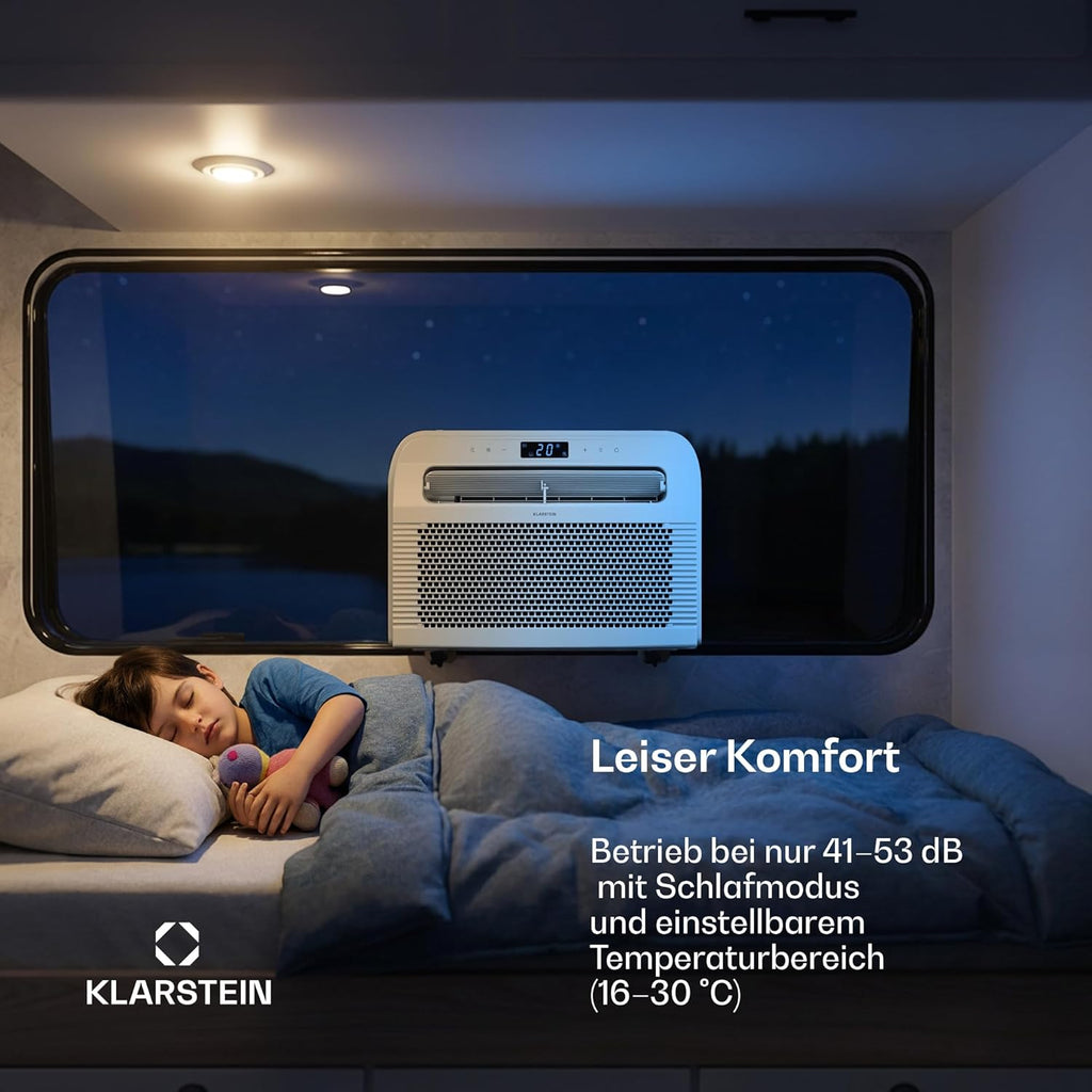 Klarstein Chillavan Mobile Klimaanlage â€?5.000 BTU, Für Räume bis 20 m², 3-in-1: Klimaanlage, Luftentfeuchter & Ventilator, Energieeffizienzklasse A, App-Steuerung, Ideal für Wohnmobile