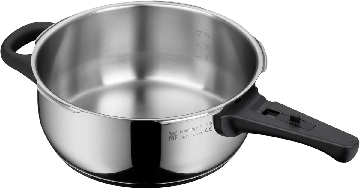 WMF Perfect One Pot Schnellkochtopf Induktion Set 2-teilig, Dampfkochtopf 4,5l, 3l, großes Kochsignal, 2 Kochstufen, abnehmbarer Deckelgriff, für alle Herdarten geeignet, Edelstahl