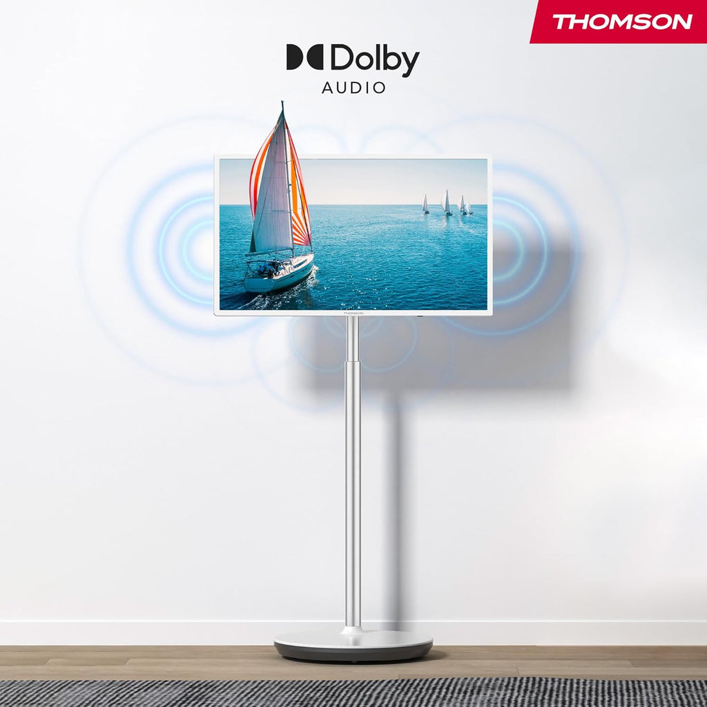 Thomson 32 Zoll (81 cm) Go TV, Tragbarer Android Fernseher â€?HD Ready (1366x768), Sprachsteuerung, Bluetooth 5.1, Wi-Fi, Hotspot-Funktion, Bis zu 4 Stunden Akkulaufzeit - 32HA4M44