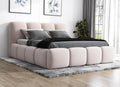 A&J MöbelLand Polsterbett 120x200 mit Bettkasten und Lattenrost â€?DONA-OM, Bett mit Stauraum in Beige ohne Matratze