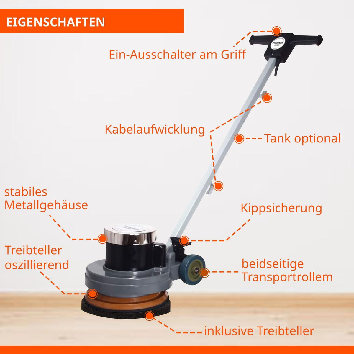 Floorboy 12 Zoll Reinigungs- und Poliermaschinen Set mit Anleitungen, Pads und Padkunde von Bioraum