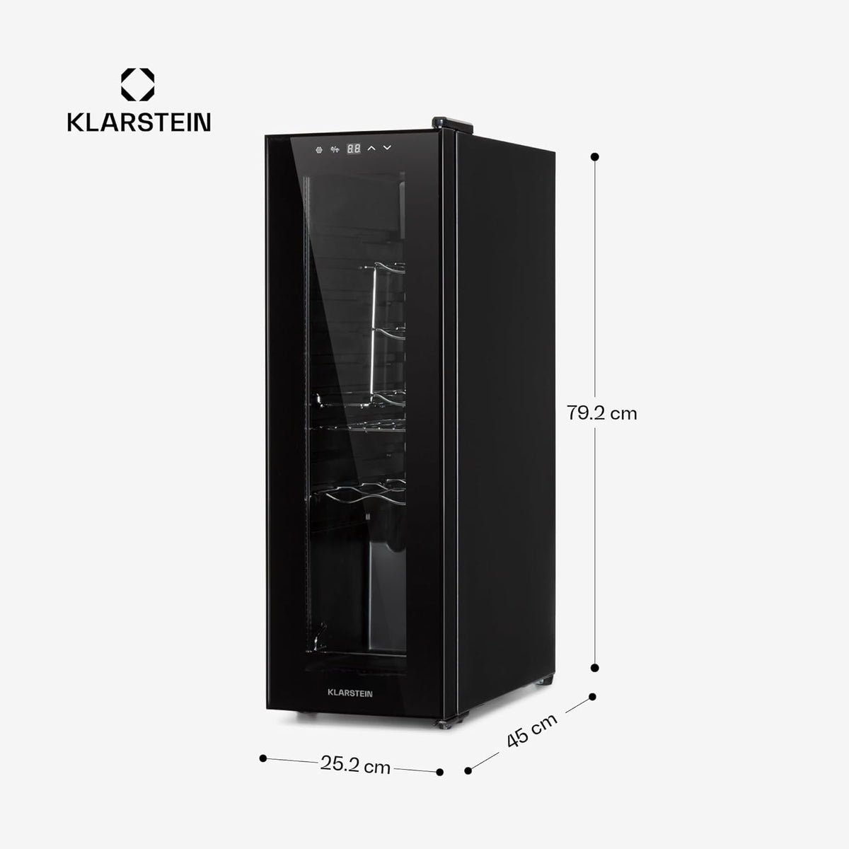 Klarstein Weinkühlschrank, 1 Zonen Getränkekühlschrank Klein, Kleiner Weinschrank 32L, Wein-Kühlschrank Klein mit Glastür, Indoor/Outdoor Flaschenkühlschrank, Wine Fridge 5-18°C, 12 Flaschen