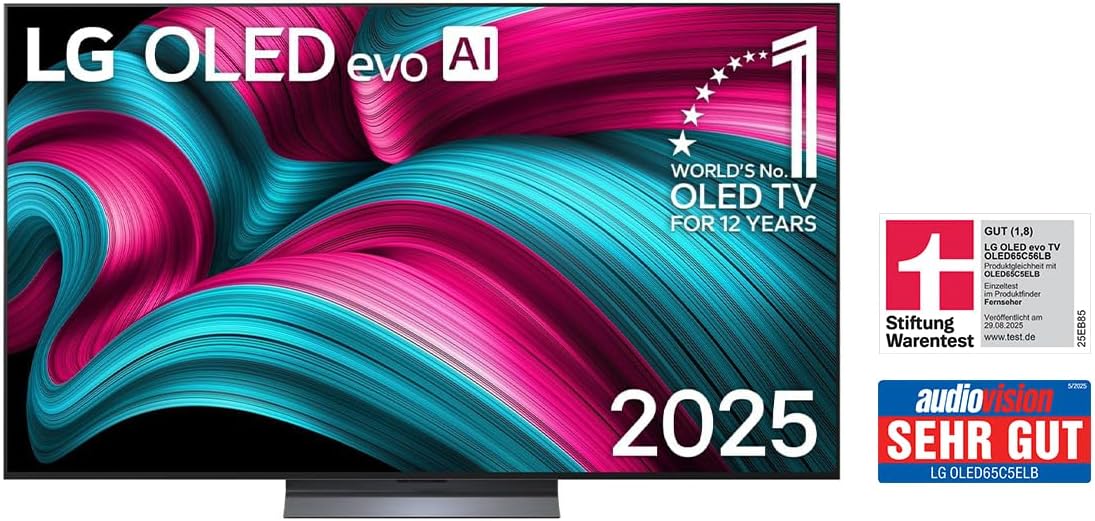 LG OLED65C5ELB TV 65 Zoll (165 cm) 4K OLED evo AI TV (α9 Gen8 4K AI Prozessor, webOS 25, 120Hz (VRR bis zu 144Hz)) Modelljahr 2025