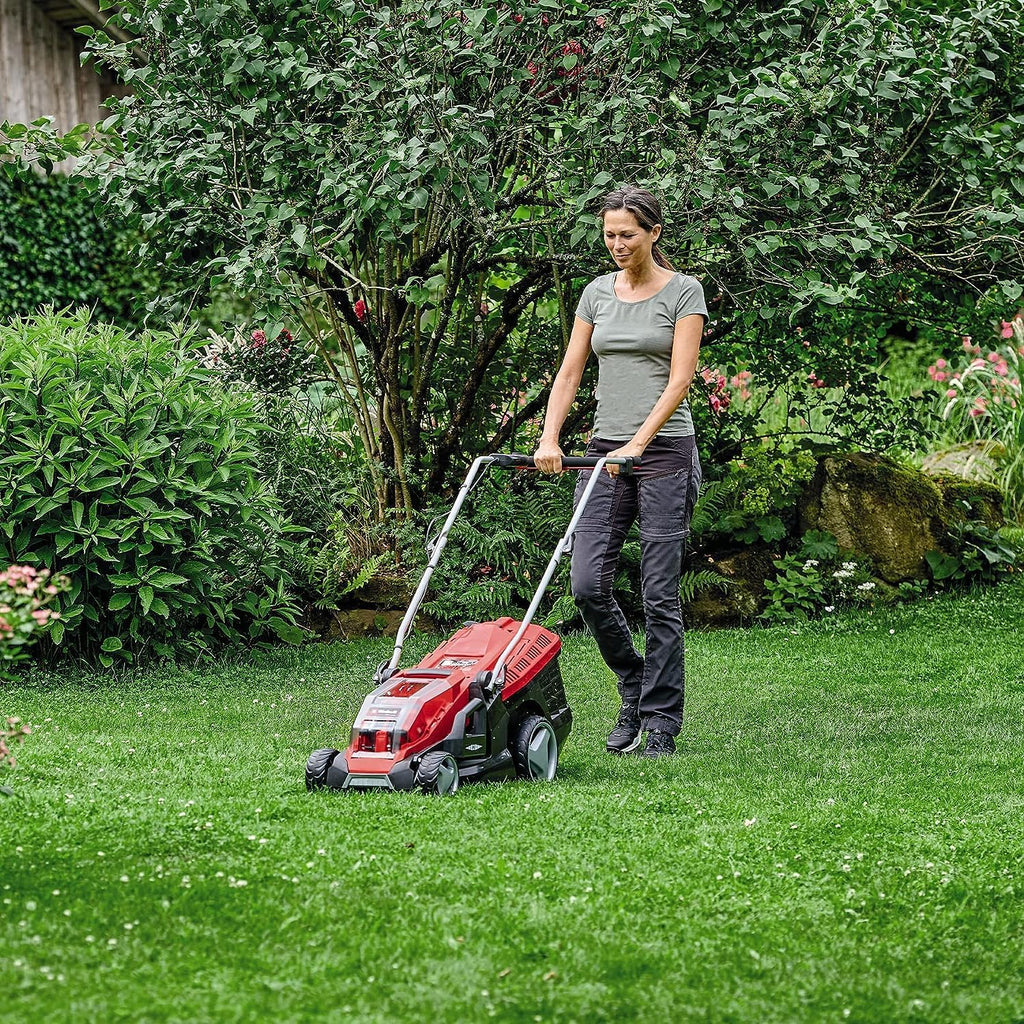 Einhell Akku-Rasenmäher GE-cm 36/36 Li Kit Power X-Change (36 V, 36 cm Schnittbreite, bis 400 m2, Brushless, 40L Fangkorb, 25-75 mm Schnitthöhe, inkl. 2X 4,0 Ah Akku + 2X Ladegerät)
