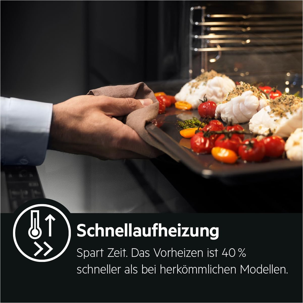 AEG Einbaubackofen â€?Serie 5 Ringheißluft: Gleichmäßige Garergebnisse auf 3 Ebenen â€?Pyrolyse Selbstreinigung â€?25 Automatikprogramme â€?LED-Touchdisplay â€?Schnellaufheizung â€?Schwarz â€?BPE53516AB