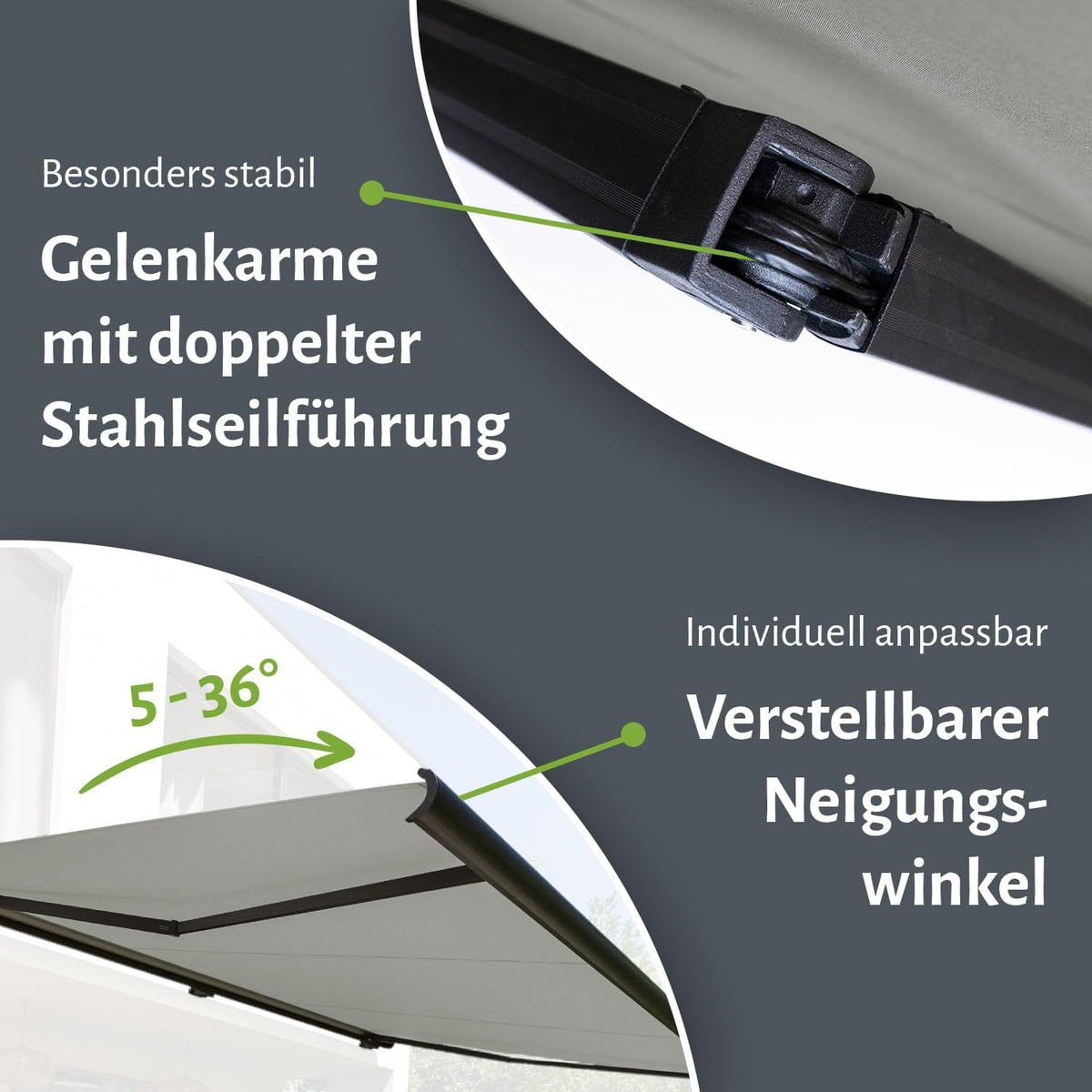 empasa elektrische Vollkassettenmarkise Profi Plus mit WiFi-Motor Smart Home kompatibel Terrassenüberdachung Markise Kassettenmarkise, Kassette in anthrazit, Größe:2 x 1.5 m, Farbe:hellgrau