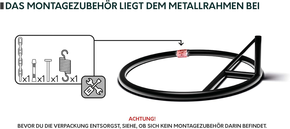 Mirjan24 Hängesessel mit Gestell und Kissen Bordia, Hängestuhl mit Rückenkissen, Hängesitz, Hängekorb, Stahlskelett, Indoor & Outdoor (grau/Kissen: grau)