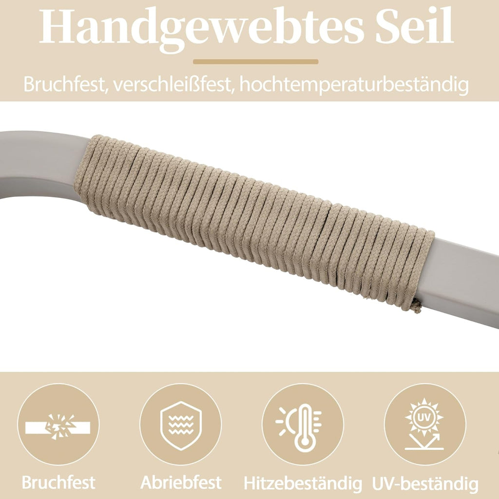 Gartenmöbel Set Lounge Möbel Outdoor für 7 Personen, Terrassenmöbel Balkon Möbel Set mit Gartensofa und Couchtisch, Sitzgruppe Outdoor Gartenlounge Set mit Sitzkissen, Verzinktem Eisen, Beige