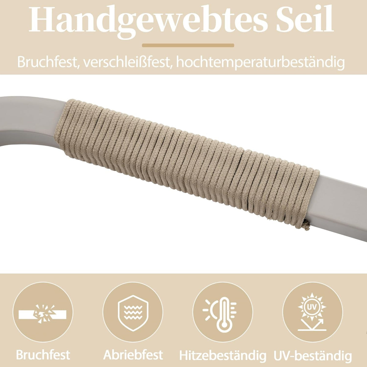 Gartenmöbel Set Lounge Möbel Outdoor für 7 Personen, Terrassenmöbel Balkon Möbel Set mit Gartensofa und Couchtisch, Sitzgruppe Outdoor Gartenlounge Set mit Sitzkissen, Verzinktem Eisen, Beige