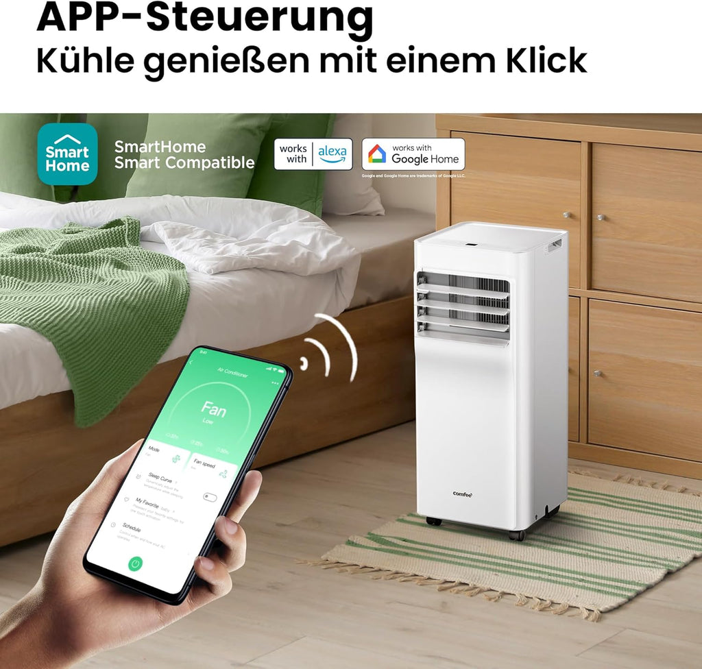 Mobiles Klimagerät Breezy Cool Pro 2.0,7000 BTU 2,0kW, Kühlen&Ventilieren&Entfeuchten,APP-Steuerung,Raumgröße bis 68m³(25ãŽ? .Mobile Klimaanlage mit Abluftschlauch,