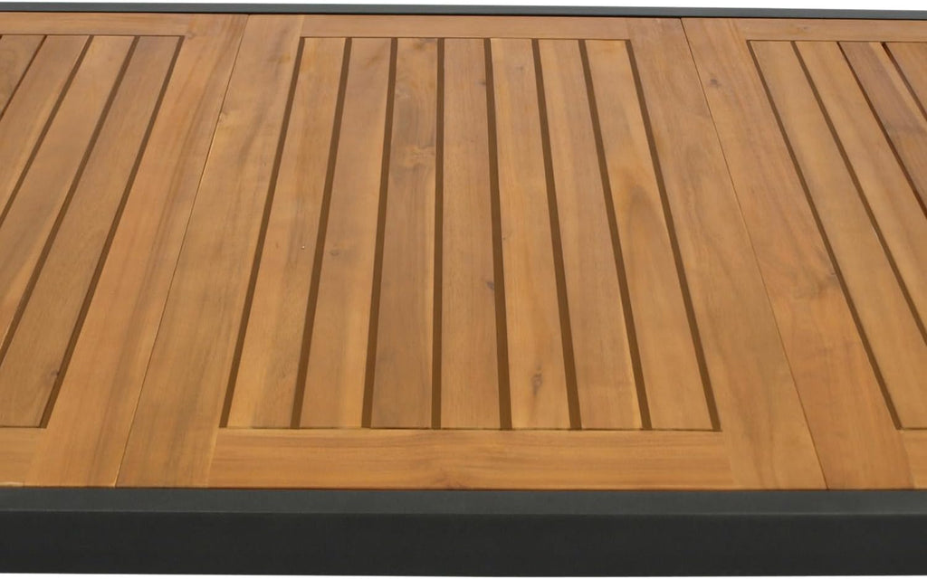 DEGAMO Gartentisch Ausziehtisch Milos 150/200x90cm, Aluminium anthrazit + Akazienholz geölt, Outdoor, FSC®-Zertifiziert