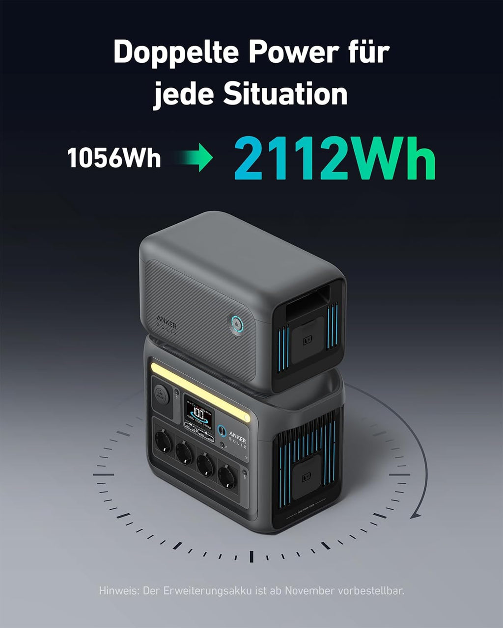 SOLIX C1000 Tragbare Powerstation, LiFePO4, 1800W Solargenerator, 100% geladen in 58 Min. mit UltraFast Modus, LFP Powerstation für Outdoor, Camping und Stromreserve (Optionales Solarpanel)
