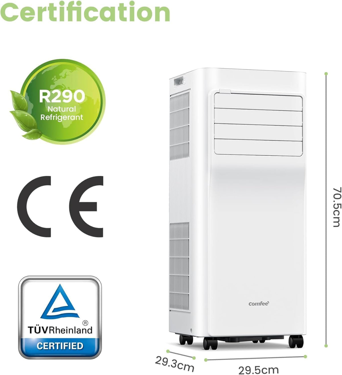 Comfee Mobiles Klimagert Easy Cool 2.0, 7000 BTU 2,0kW, Kühlen&Ventilieren&Entfeuchten, Raumgre bis 68m(25ãŽ?, APP-Steuerung/Alexa/Google Home/IFTTT, Mobile Klimaanlage mit Abluftschlauch