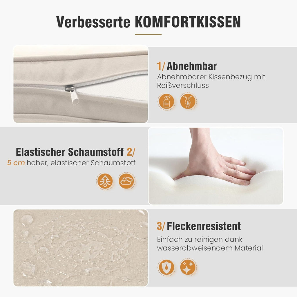 Amopatio Relaxliege Liegesessel, Rattan Sonnenliege mit Verstellbar Rückenlehne und Klapptisch, Outdoor Gartensessel wetterfestes, für Terrasse, Garten, Balkon â€?Beige & Braun