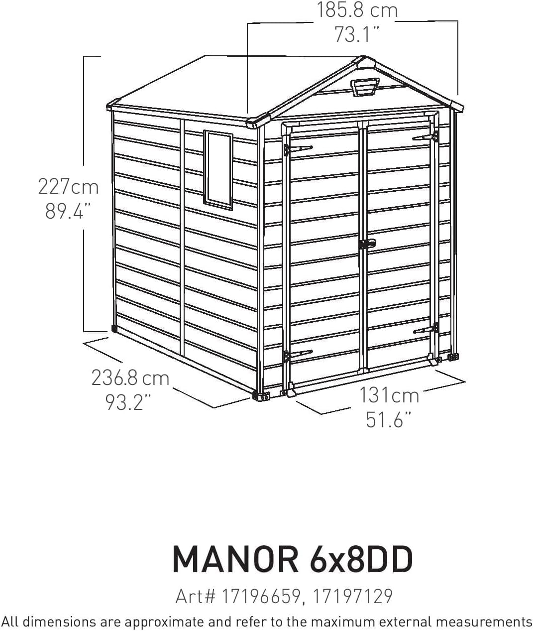 Keter Gerätehaus Manor 6x8 DD, Grau, 7,6 m³