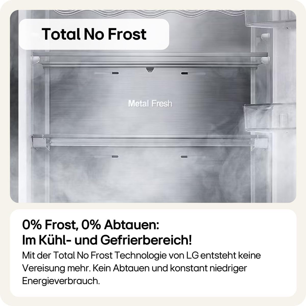 GBV7280AMB, Klasse A, 387 L, Kühl-/ Gefrierkombination mit Innendisplay, Frische Features, DoorCooling+, Variables Ablagefach für XXL-Stauraum, 59,5 x 67,5 x 203 cm - Metal Sorbet