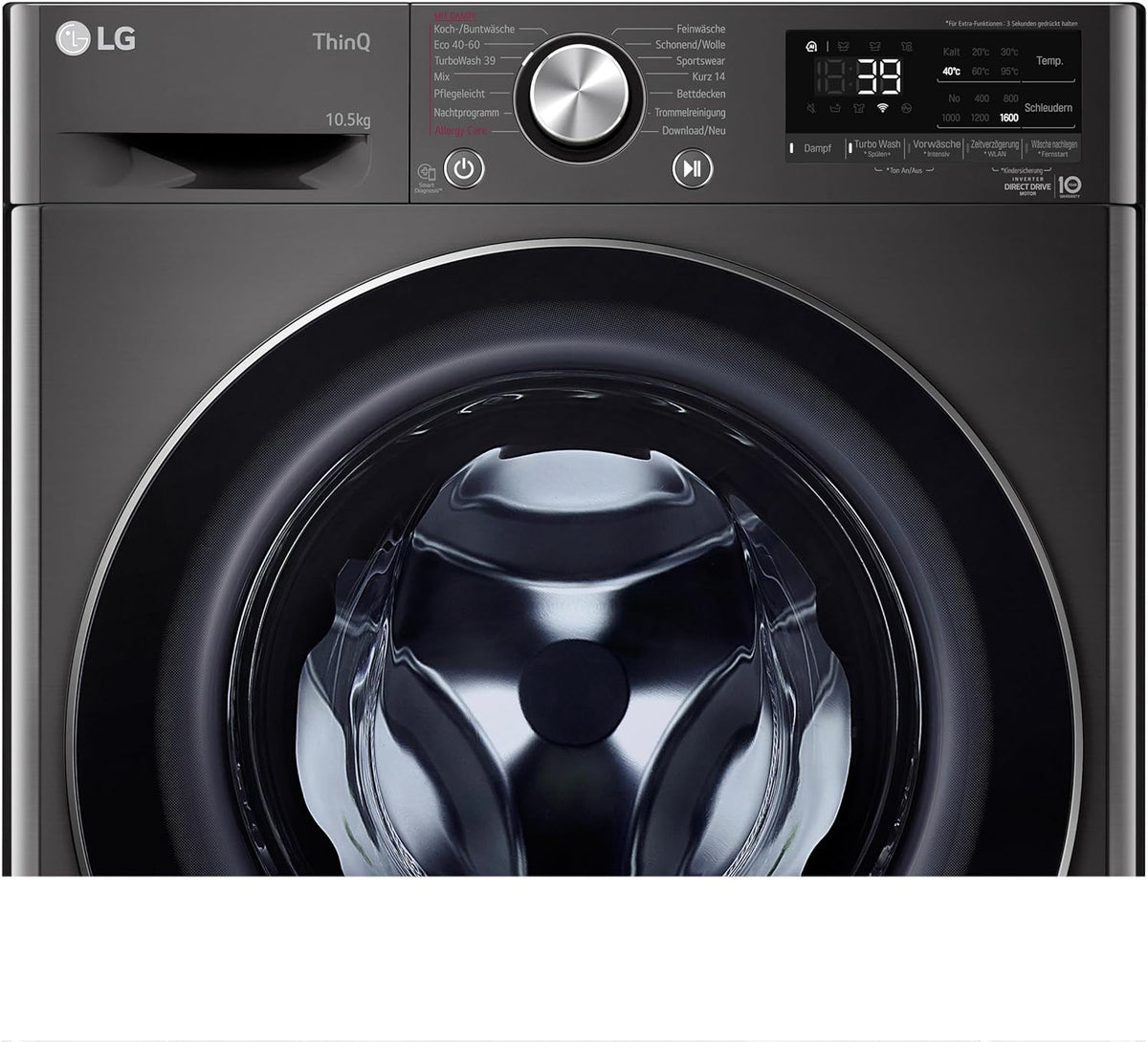 LG F4WV7080, Klasse A, Frontlader-Waschmaschine 8 kg, 1400 U/Min, AI Direct Drive, Wi-Fi, Tiefenreinigung mit Dampf, Groe Kapazitt, TRIPLE A, Auentür aus Sicherheitsglas, 62 x 60 x 85 cm  Wei